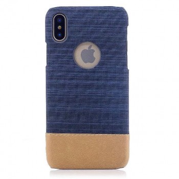 Пластиковый непрозрачный чехол с тканевым покрытием для Iphone X 10/XS Синий