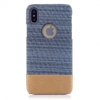 Пластиковый непрозрачный чехол с тканевым покрытием для Iphone X 10/XS Голубой