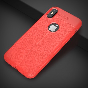 Силиконовый чехол накладка для Iphone X/XS/x10 с текстурой кожи Красный