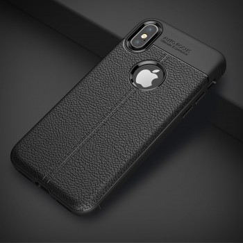 Силиконовый чехол накладка для Iphone X/XS/x10 с текстурой кожи Черный