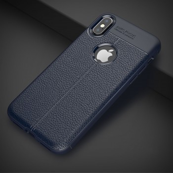 Силиконовый чехол накладка для Iphone X/XS/x10 с текстурой кожи Синий