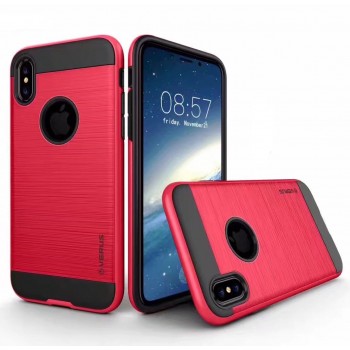 Противоударный двухкомпонентный силиконовый матовый непрозрачный чехол с поликарбонатными вставками экстрим защиты для Iphone X 10/XS Красный