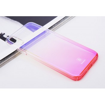 Пластиковый полупрозрачный градиентный чехол с улучшенной защитой элементов корпуса для Iphone X 10/XS Розовый