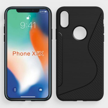 Силиконовый матовый непрозрачный чехол с дизайнерской текстурой S для Iphone X 10/XS Черный