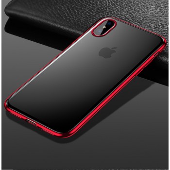 Силиконовый матовый полупрозрачный чехол с допзащитой камеры для Iphone X 10/XS Красный