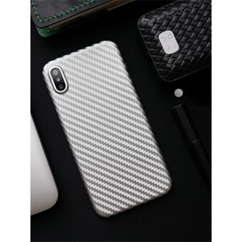 Матовый силиконовый чехол для Iphone X/XS/x10 с текстурным покрытием металлик Белый