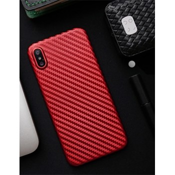 Матовый силиконовый чехол для Iphone X/XS/x10 с текстурным покрытием металлик Красный
