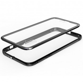 Двухкомпонентный чехол c металлическим бампером и накладкой из закаленного стекла для Iphone X 10/XS