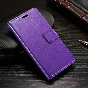 Винтажный чехол портмоне подставка на силиконовой основе с отсеком для карт на магнитной защелке для Alcatel Shine Lite  Фиолетовый