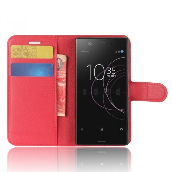 Чехол портмоне подставка для Sony Xperia XZ1 Compact с магнитной защелкой и отделениями для карт Красный