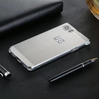 Двухкомпонентный чехол c металлическим бампером с поликарбонатной накладкой и текстурным покрытием Металл для BlackBerry KEYone  Серый