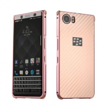 Двухкомпонентный чехол c металлическим бампером с поликарбонатной накладкой и текстурным покрытием Металл для BlackBerry KEYone  Розовый