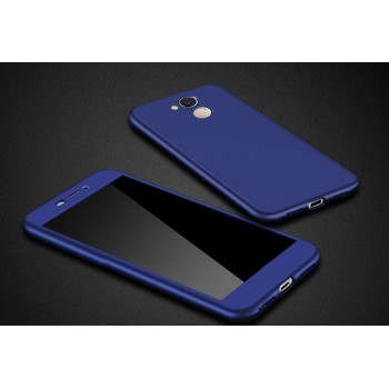 Пластиковый матовый непрозрачный чехол сборного типа для Huawei Honor 6C Pro Синий