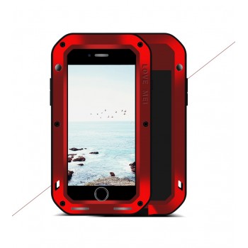 Эксклюзивный многомодульный ультрапротекторный пылевлагозащищенный ударостойкий нескользящий чехол алюминиево-цинковый сплав/силиконовый полимер с закаленным защитным стеклом для Iphone 8 Красный