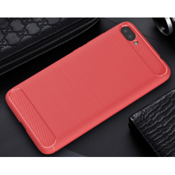 Силиконовый матовый непрозрачный чехол с нескользящими гранями и текстурным покрытием Металлик для Asus ZenFone 4 Max  Красный