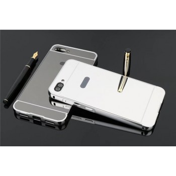 Двухкомпонентный чехол c металлическим бампером с поликарбонатной накладкой и зеркальным покрытием для Asus ZenFone 4 Max  Белый