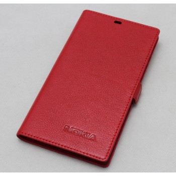 Кожаный чехол горизонтальная книжка подставка с крепежной застежкой для Nokia 3  Красный