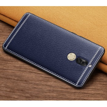 Силиконовый чехол накладка для Huawei Nova 2i с текстурой кожи Синий