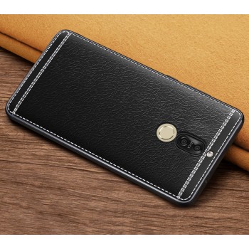 Силиконовый чехол накладка для Huawei Nova 2i с текстурой кожи Черный