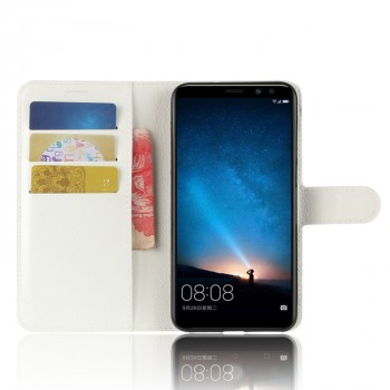 Чехол портмоне подставка для Huawei Nova 2i с магнитной защелкой и отделениями для карт Белый