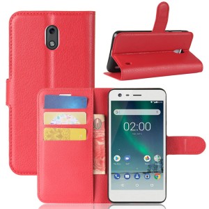 Чехол портмоне подставка для Nokia 2 с магнитной защелкой и отделениями для карт