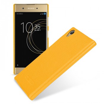Кожаный чехол накладка (премиум нат. кожа) для Sony Xperia XA1  Желтый