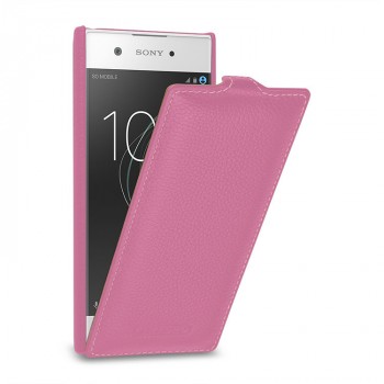 Кожаный чехол вертикальная книжка (премиум нат. кожа) для Sony Xperia XA1  Розовый