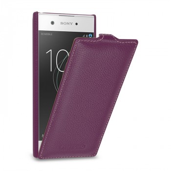 Кожаный чехол вертикальная книжка (премиум нат. кожа) для Sony Xperia XA1  Фиолетовый
