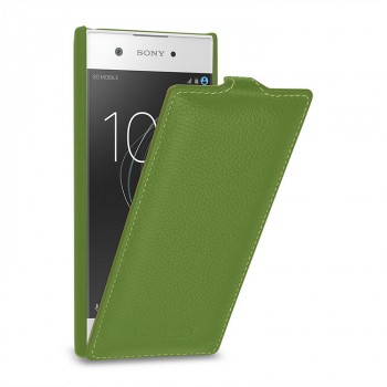 Кожаный чехол вертикальная книжка (премиум нат. кожа) для Sony Xperia XA1  Зеленый