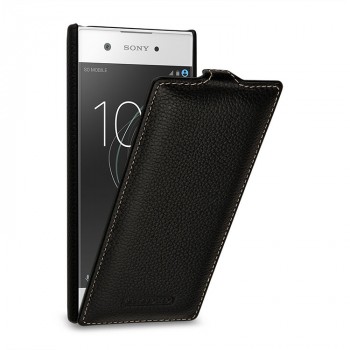 Кожаный чехол вертикальная книжка (премиум нат. кожа) для Sony Xperia XA1  Черный