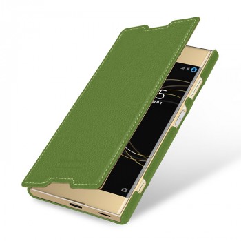 Кожаный чехол горизонтальная книжка (премиум нат. кожа) для Sony Xperia XA1  Зеленый