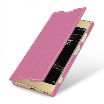 Кожаный чехол горизонтальная книжка (премиум нат. кожа) для Sony Xperia XA1  Розовый