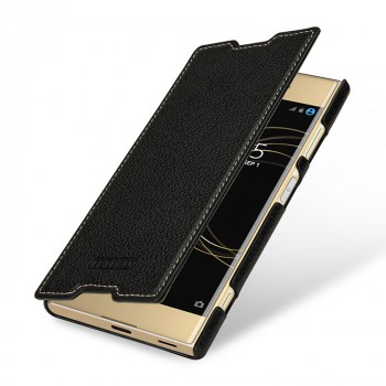 Кожаный чехол горизонтальная книжка (премиум нат. кожа) для Sony Xperia XA1  Черный