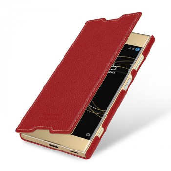 Кожаный чехол горизонтальная книжка (премиум нат. кожа) для Sony Xperia XA1  Красный