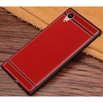Силиконовый чехол накладка для Sony Xperia XA1 с текстурой кожи Красный