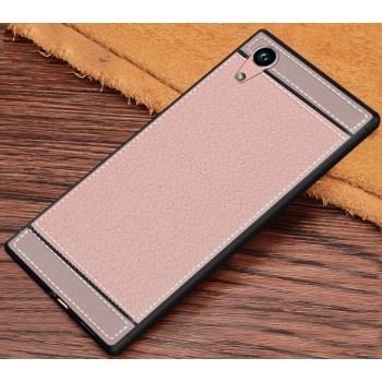 Силиконовый чехол накладка для Sony Xperia XA1 с текстурой кожи Розовый