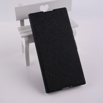 Чехол портмоне подставка текстура Золото на силиконовой основе на магнитной защелке для Sony Xperia XA1  Черный