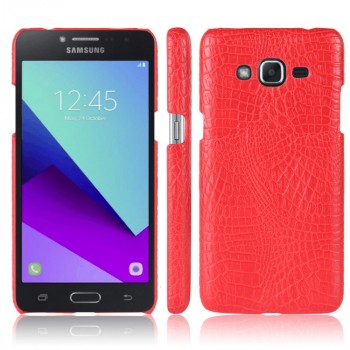 Чехол задняя накладка для Samsung Galaxy J2 Prime с текстурой кожи Красный