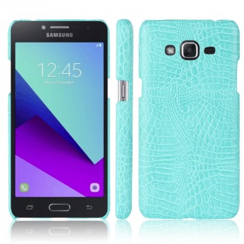 Чехол задняя накладка для Samsung Galaxy J2 Prime с текстурой кожи Голубой