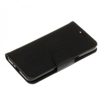 Чехол портмоне подставка на силиконовой основе с отсеком для карт на дизайнерской магнитной защелке для Samsung Galaxy J2 Prime  Черный
