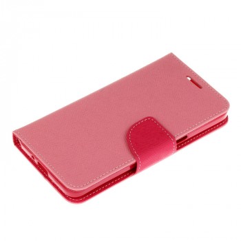 Чехол портмоне подставка на силиконовой основе с отсеком для карт на дизайнерской магнитной защелке для Samsung Galaxy J2 Prime  Розовый