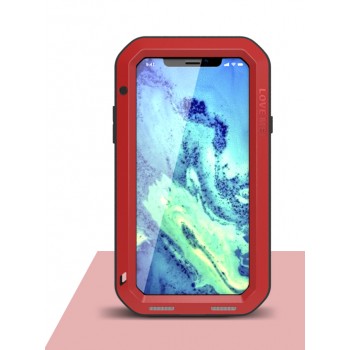 Цельнометаллический противоударный чехол из авиационного алюминия на винтах с мягкой внутренней защитной прослойкой для гаджета с прямым доступом к разъемам для Iphone X 10 Красный