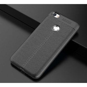 Силиконовый чехол накладка для Xiaomi RedMi Note 5A/Prime/Pro с текстурой кожи Черный
