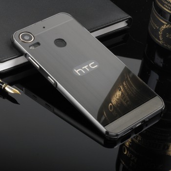 Двухкомпонентный чехол c металлическим бампером с поликарбонатной накладкой и текстурным покрытием Металл для HTC Desire 10 Pro Черный