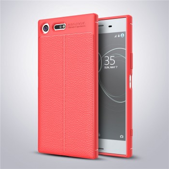 Чехол задняя накладка для Sony Xperia XZ Premium с текстурой кожи Красный