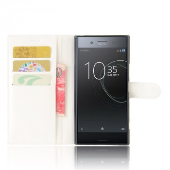 Чехол портмоне подставка на силиконовой основе с отсеком для карт на магнитной защелке для Sony Xperia XZ Premium Белый