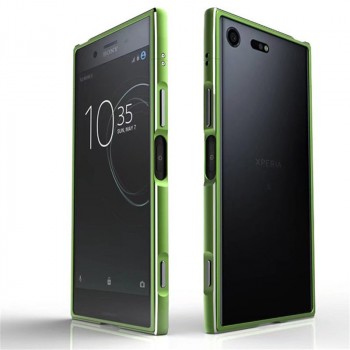 Металлический прямоугольный бампер сборного типа на винтах для Sony Xperia XZ Premium  Зеленый