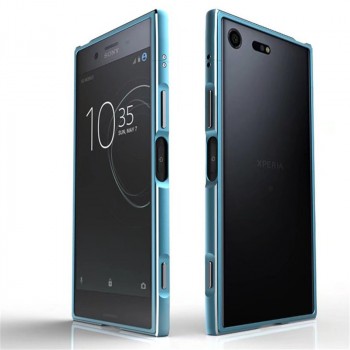 Металлический прямоугольный бампер сборного типа на винтах для Sony Xperia XZ Premium  Голубой