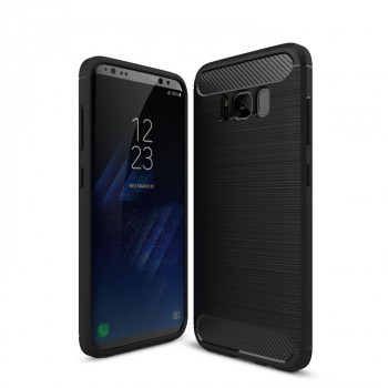 Матовый силиконовый чехол для Samsung Galaxy S8 с текстурным покрытием металлик Черный
