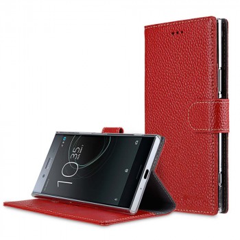 Кожаный чехол портмоне подставка с магнитной застежкой для Sony Xperia XZ Premium Красный